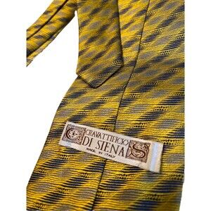 Cravattificio Di Siena 100% Silk Made In Italy Yellow Geometric Mens Neck Tie